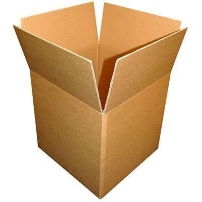 Small standard cardboard box, open